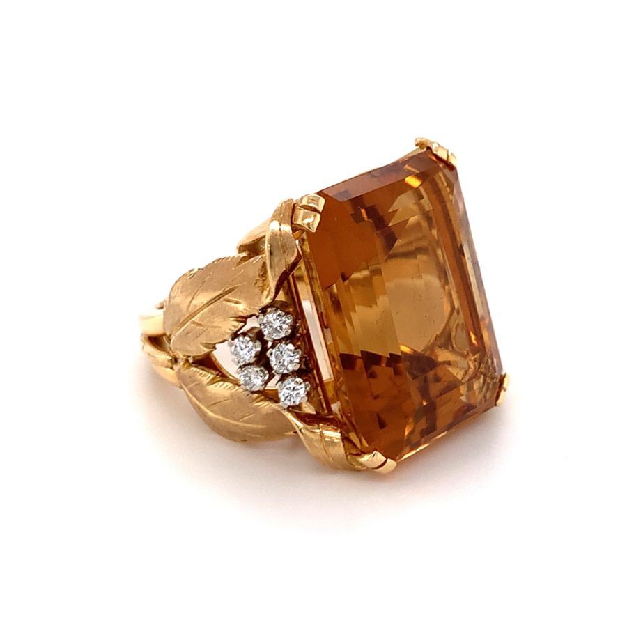 18K-YG CITRINE AND DIAMOND RING