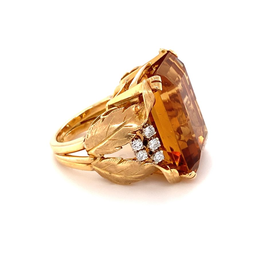 18K-YG CITRINE AND DIAMOND RING