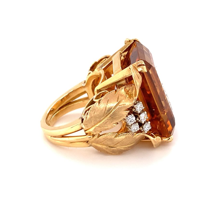 18K-YG CITRINE AND DIAMOND RING