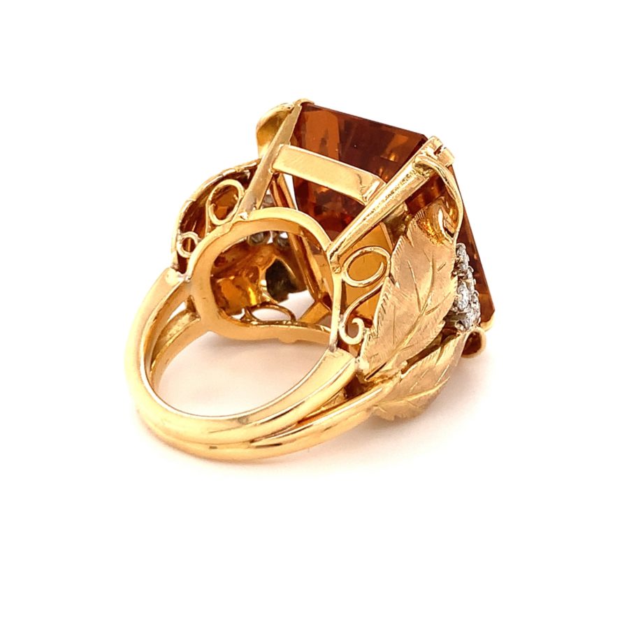 18K-YG CITRINE AND DIAMOND RING