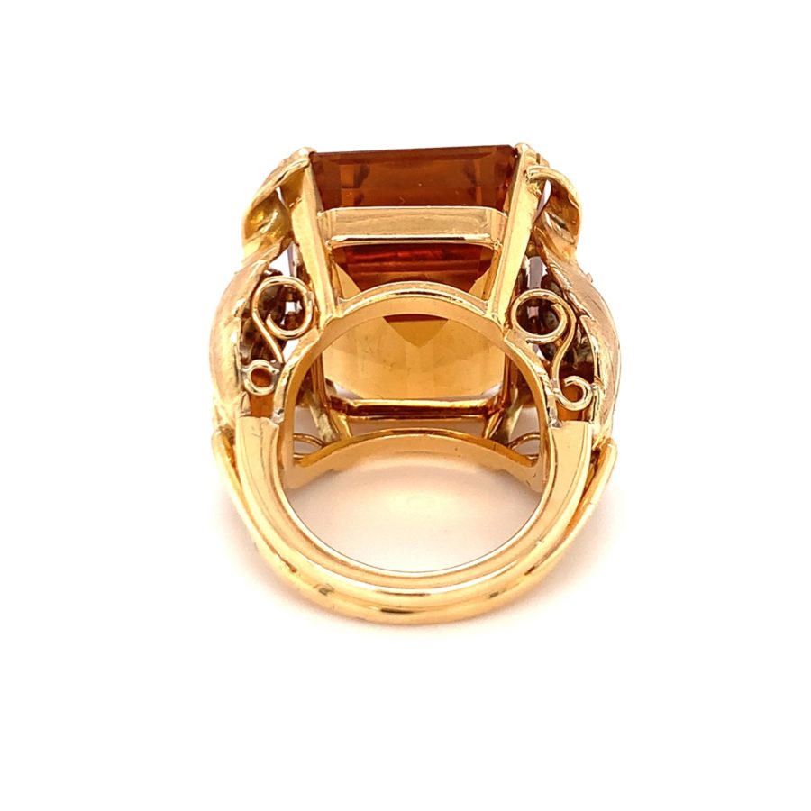 18K-YG CITRINE AND DIAMOND RING