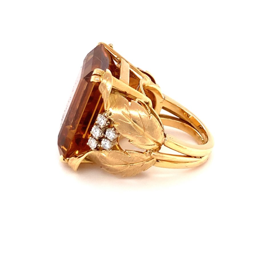 18K-YG CITRINE AND DIAMOND RING