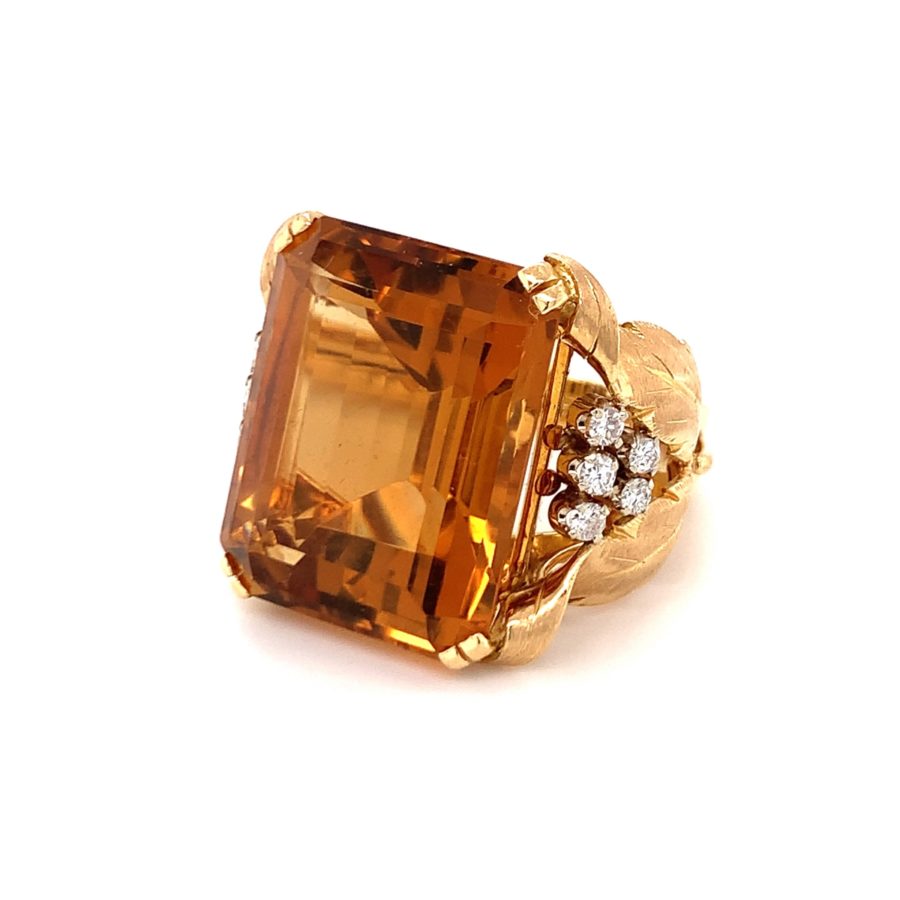 18K-YG CITRINE AND DIAMOND RING