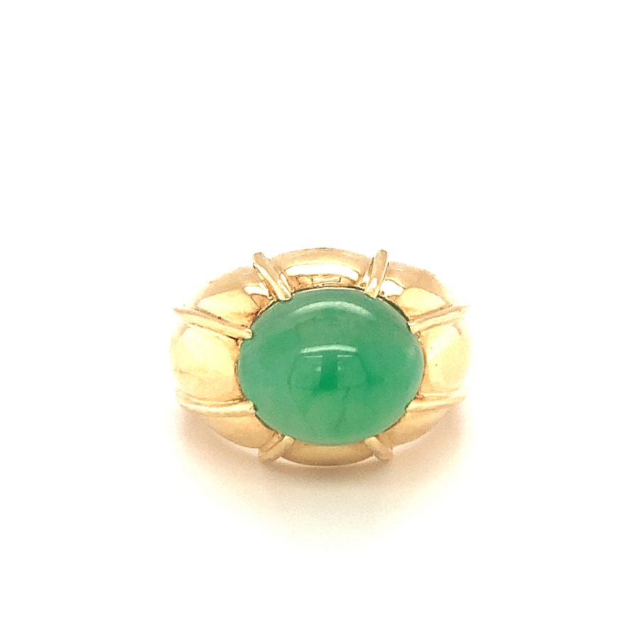 18K-YG GREEN JADEITE JADE RING