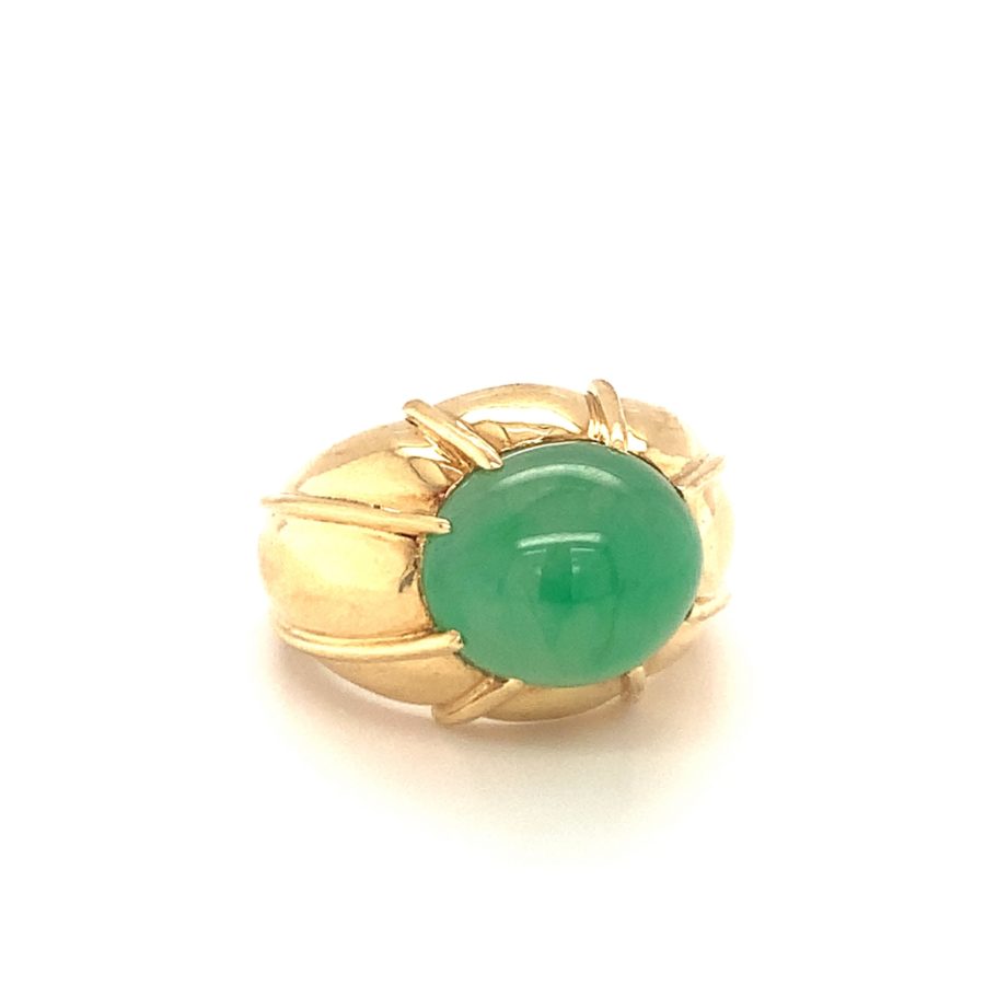 18K-YG GREEN JADEITE JADE RING