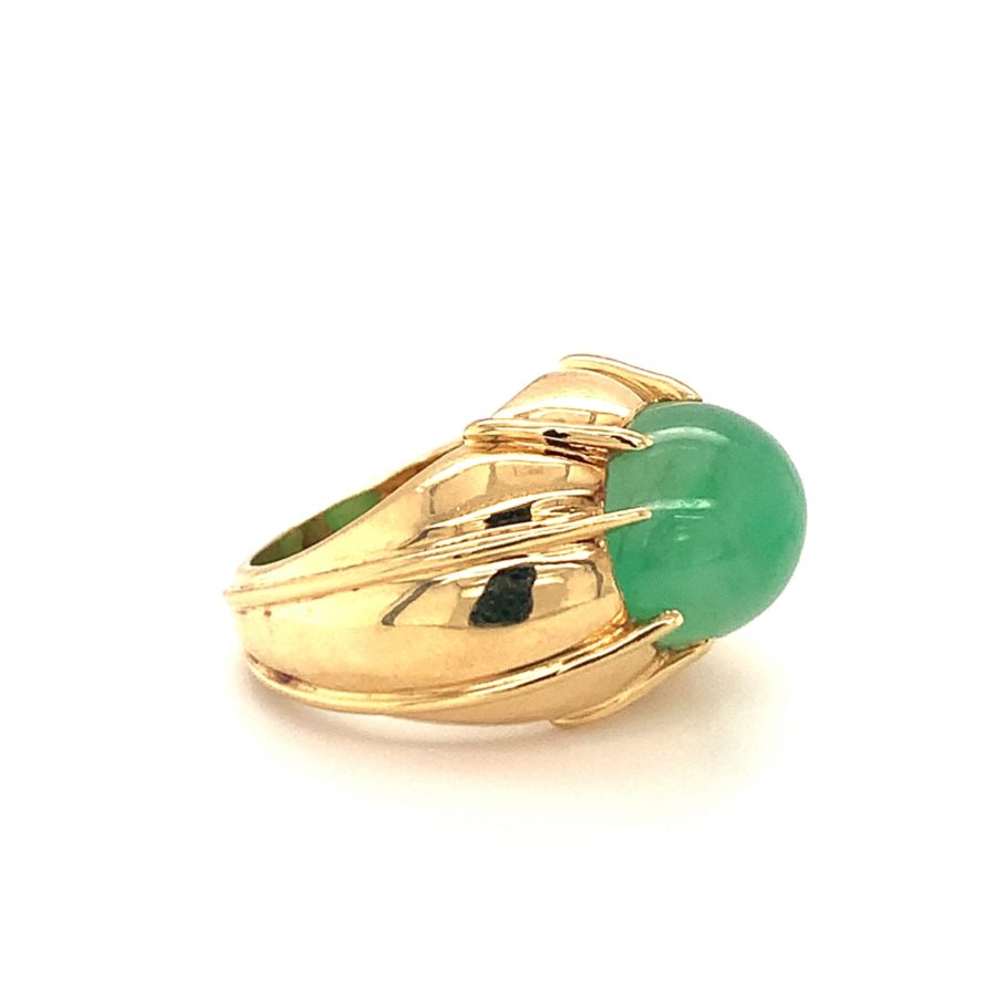 18K-YG GREEN JADEITE JADE RING