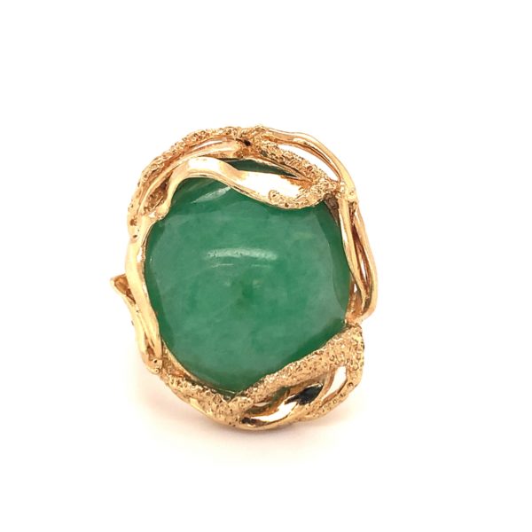 18K-YG GREEN JADEITE JADE RING