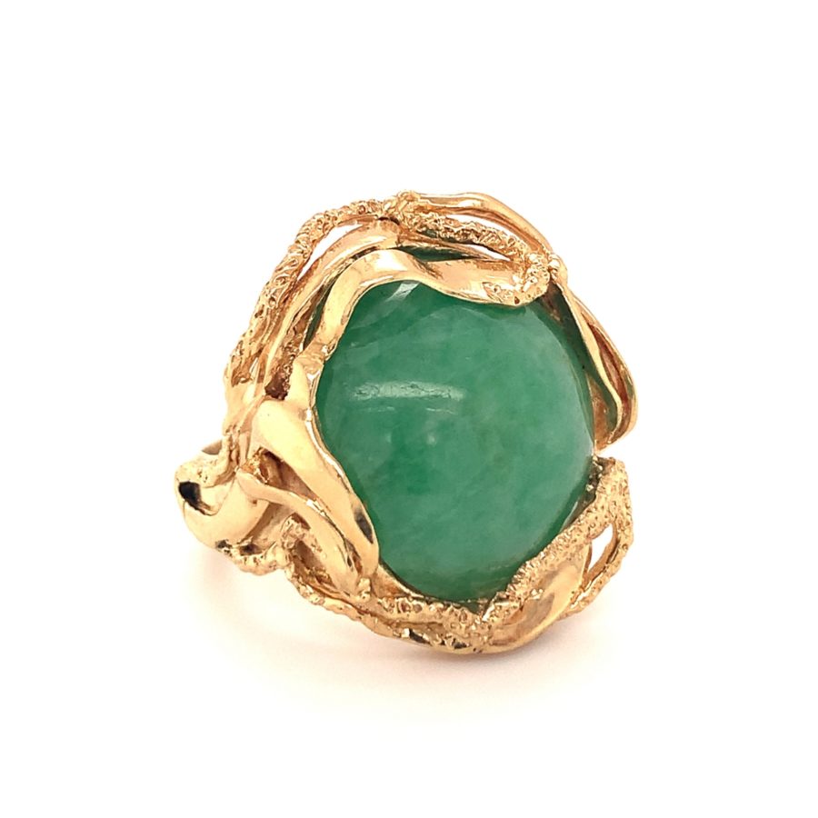 18K-YG GREEN JADEITE JADE RING