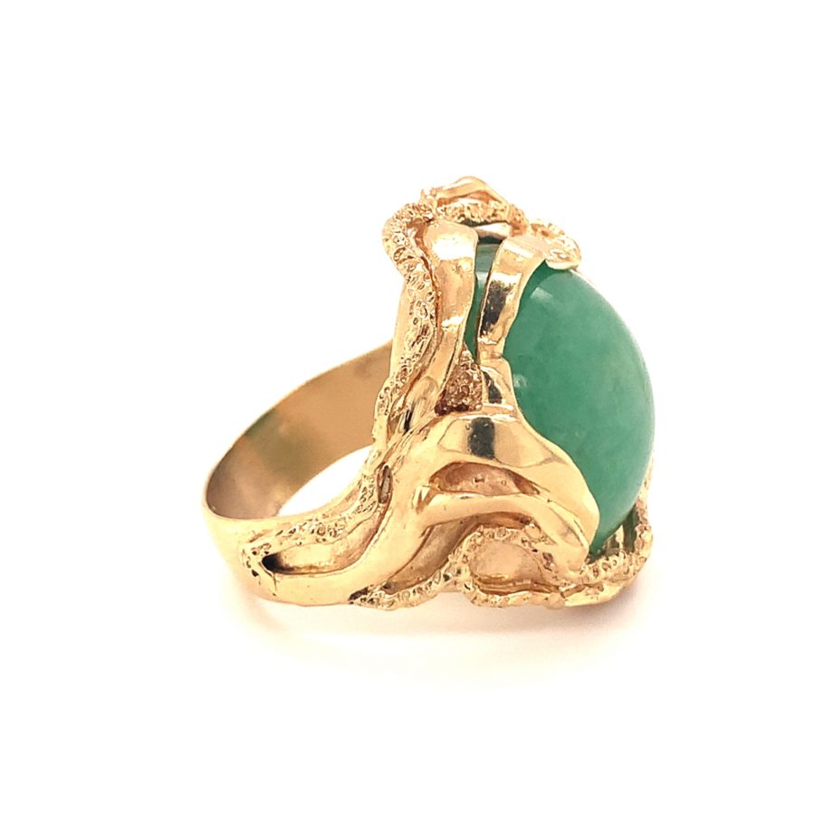 18K-YG GREEN JADEITE JADE RING