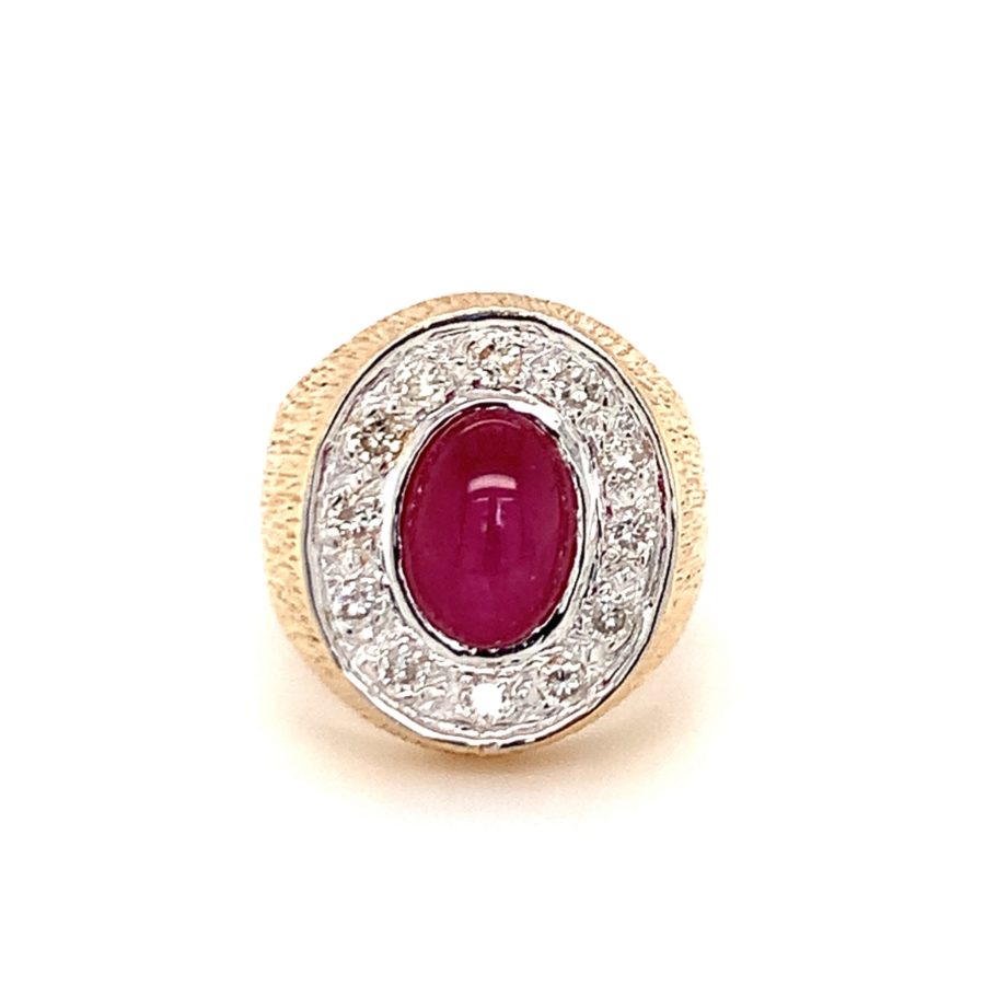 18K Yellow Gold, Star Ruby and Diamond Ring