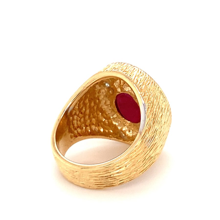 18K Yellow Gold, Star Ruby and Diamond Ring