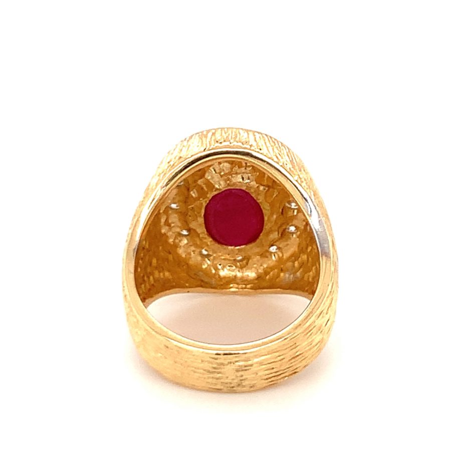 18K Yellow Gold, Star Ruby and Diamond Ring