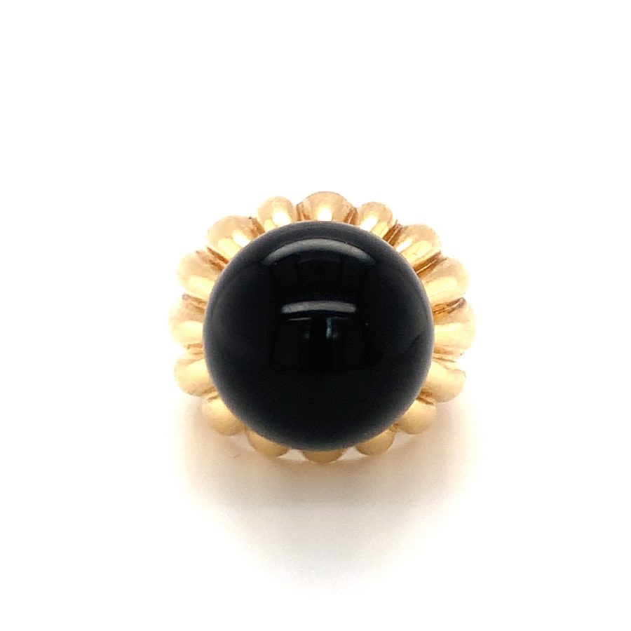 18K-YG ONYX BEAD RING