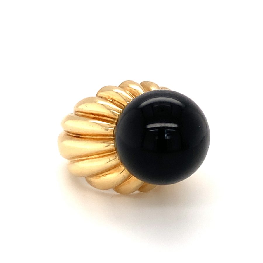 18K-YG ONYX BEAD RING