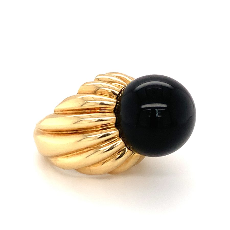 18K-YG ONYX BEAD RING