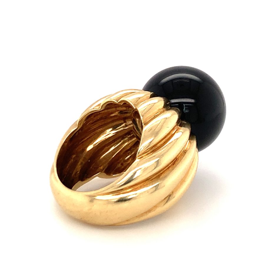 18K-YG ONYX BEAD RING