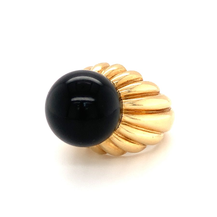 18K-YG ONYX BEAD RING