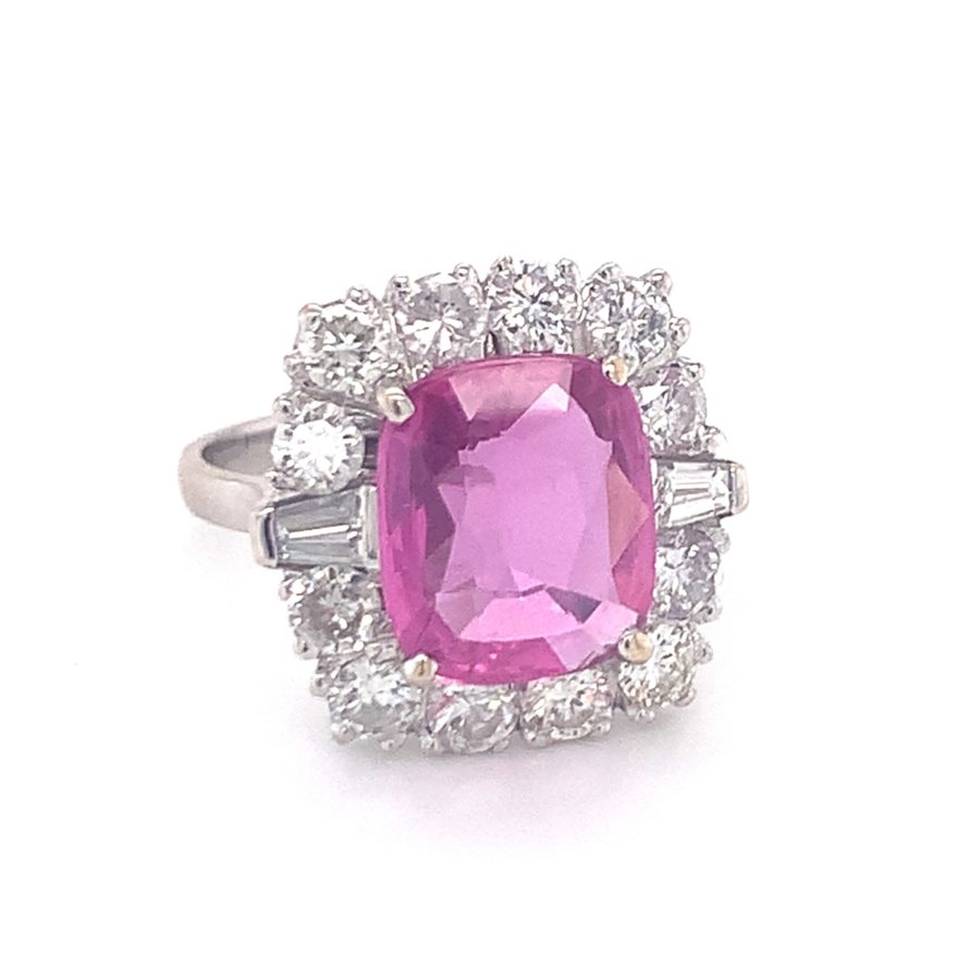 18K-WG PINK SAPPHIRE AND DIAMOND RING