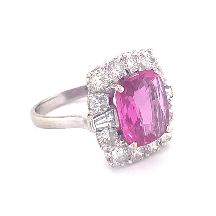 18K-WG PINK SAPPHIRE AND DIAMOND RING