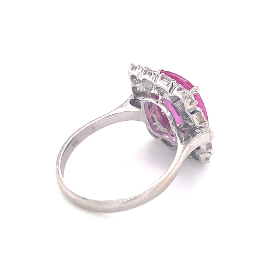 18K-WG PINK SAPPHIRE AND DIAMOND RING