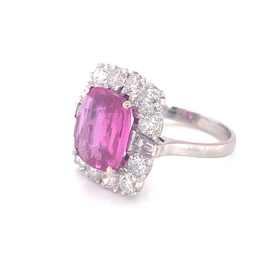 18K-WG PINK SAPPHIRE AND DIAMOND RING