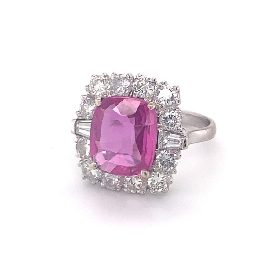 18K-WG PINK SAPPHIRE AND DIAMOND RING