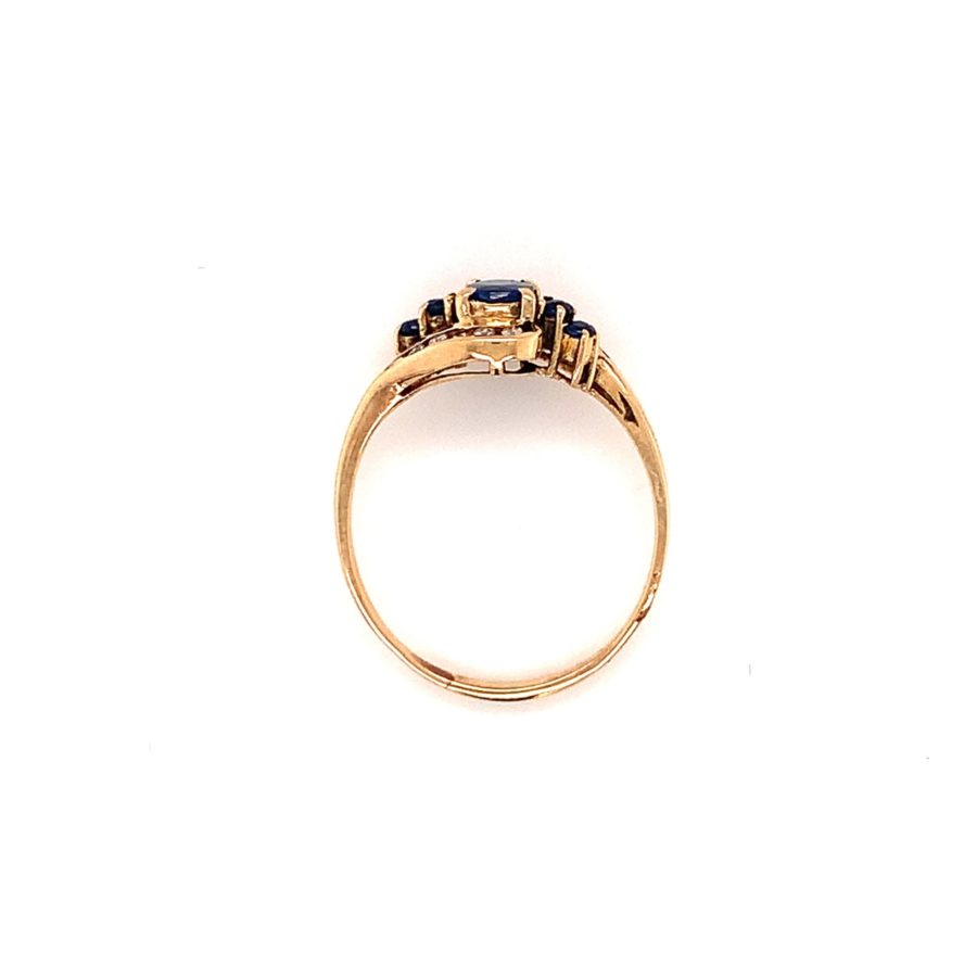 14K-YG SAPPHIRE AND DIAMOND RING