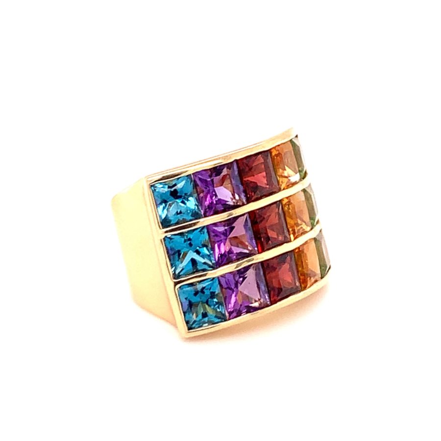 14K Yellow Gold Multi-Color Gemstone Ring