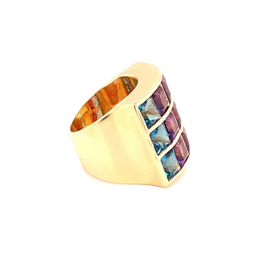 14K Yellow Gold Multi-Color Gemstone Ring