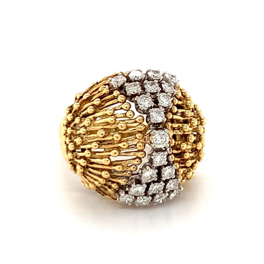 18K Yellow Gold, Diamond Dome Ring