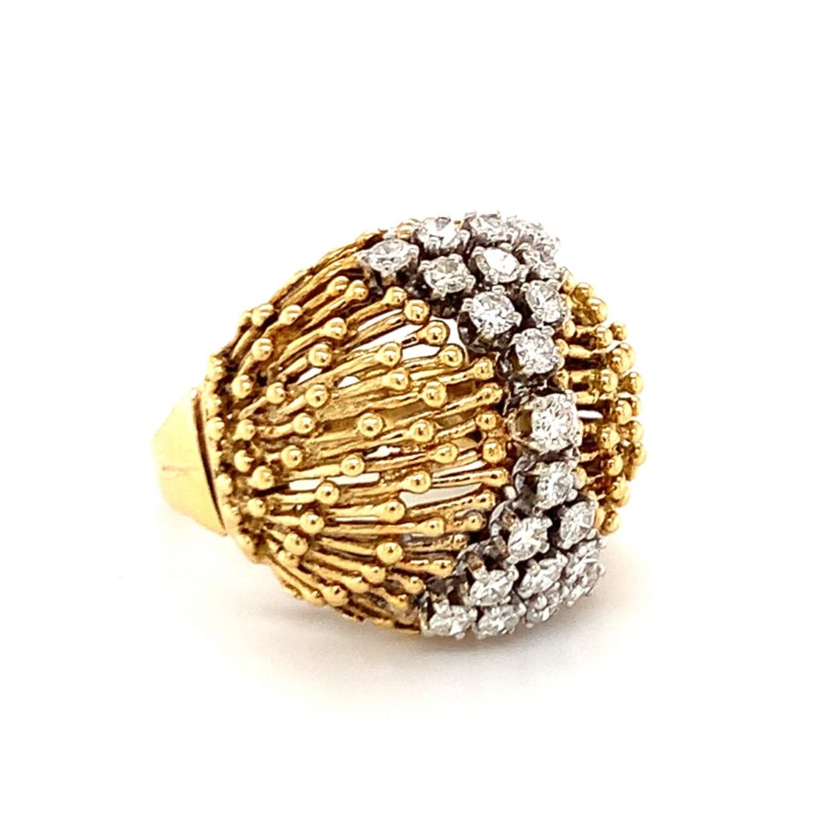 18K Yellow Gold, Diamond Dome Ring