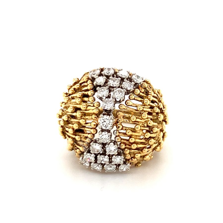 18K Yellow Gold, Diamond Dome Ring