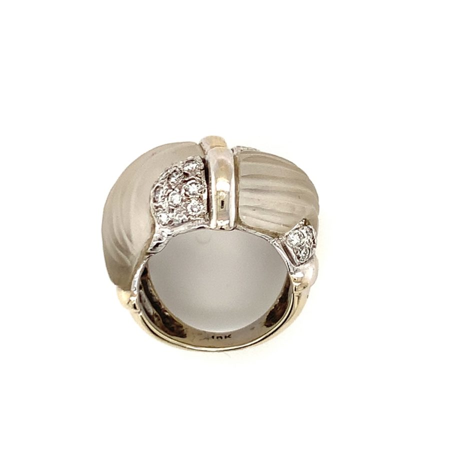 18K White Gold, Diamond and Rock Crystal Quartz Ring