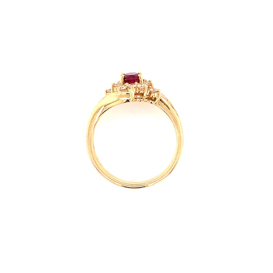 14K YELLOW GOLD RUBY AND DIAMOND RING