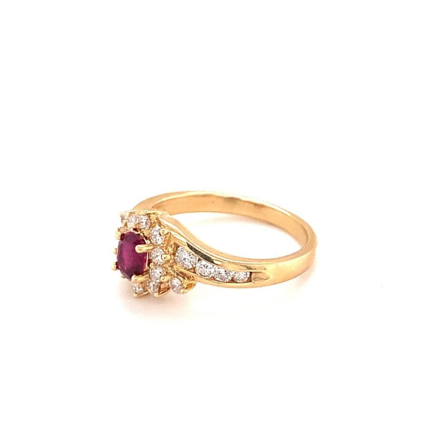 14K YELLOW GOLD RUBY AND DIAMOND RING