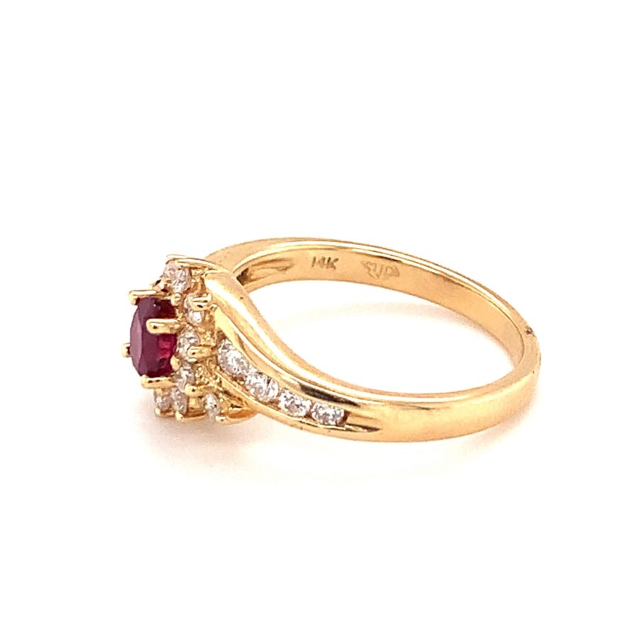 14K YELLOW GOLD RUBY AND DIAMOND RING