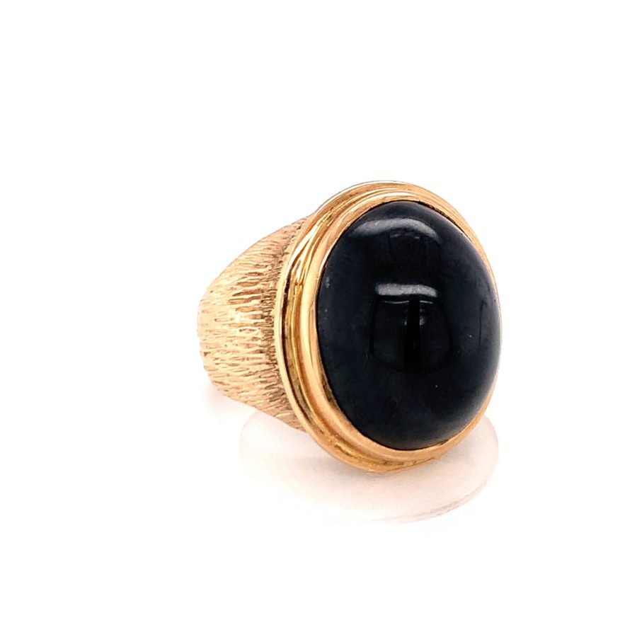 14K Yellow Gold Black Sapphire Ring