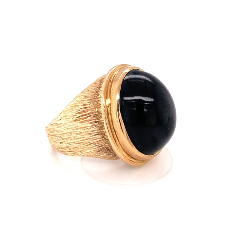 14K Yellow Gold Black Sapphire Ring