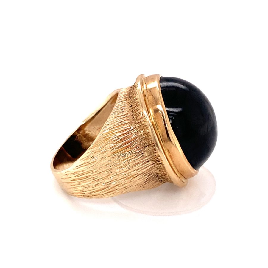 14K Yellow Gold Black Sapphire Ring