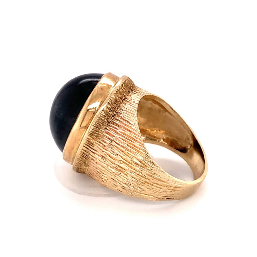 14K Yellow Gold Black Sapphire Ring