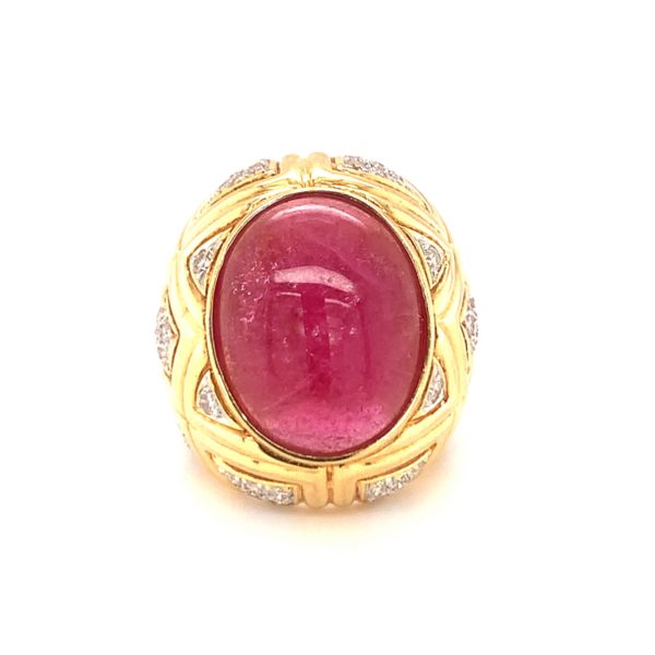 18K-YG PINK TOURMALINE AND DIAMOND RING