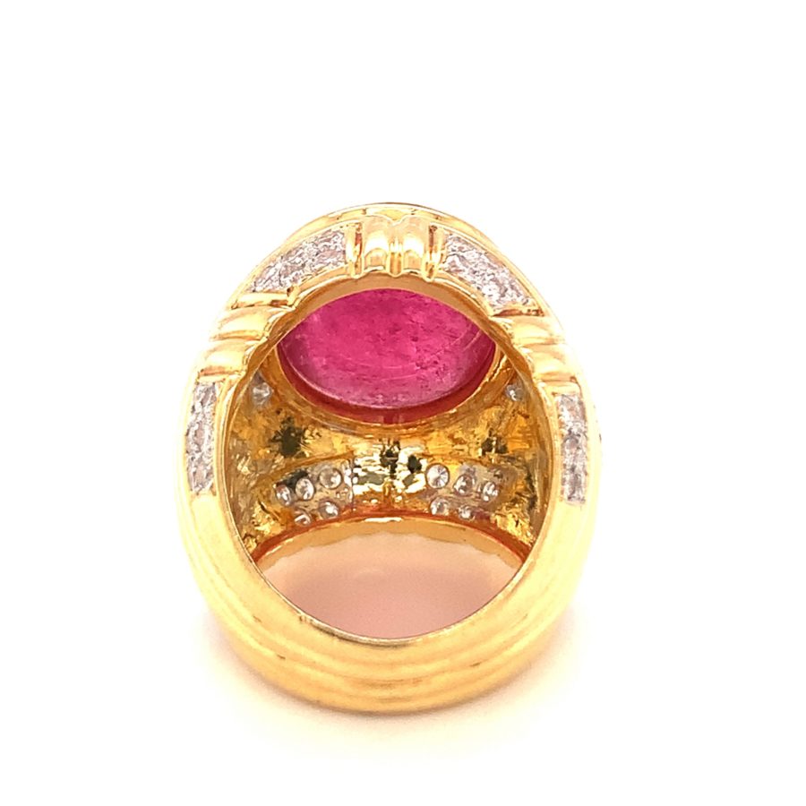 18K-YG PINK TOURMALINE AND DIAMOND RING