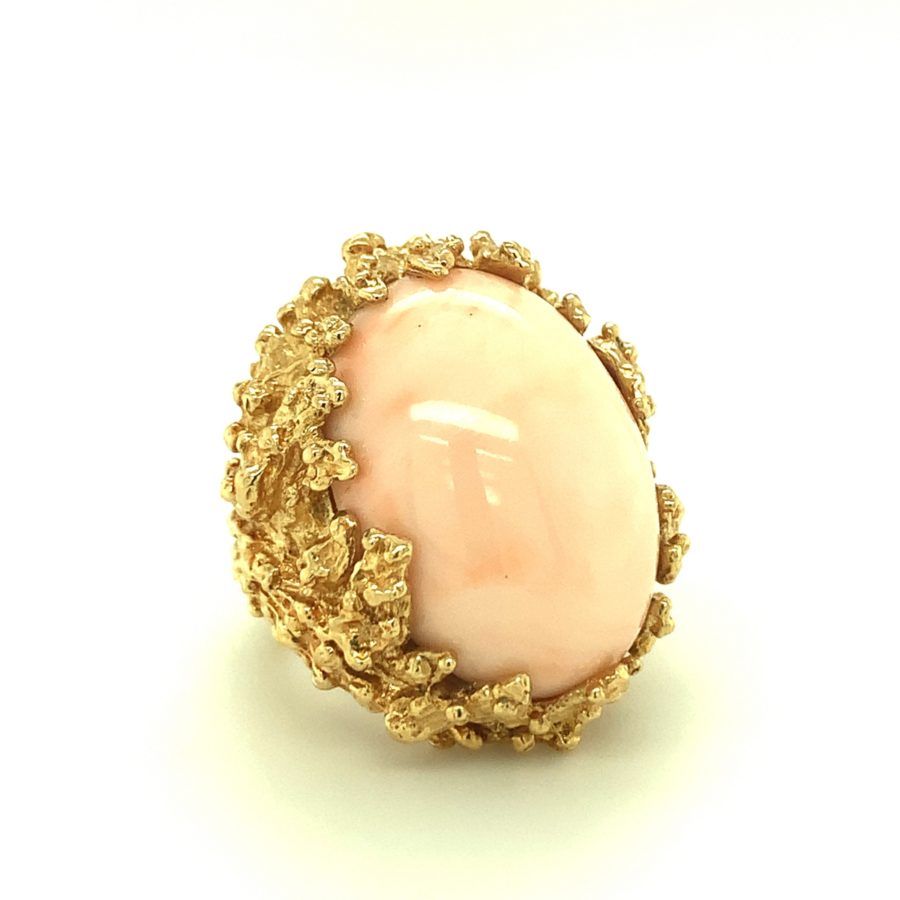 18K-YG PINK CORAL RING