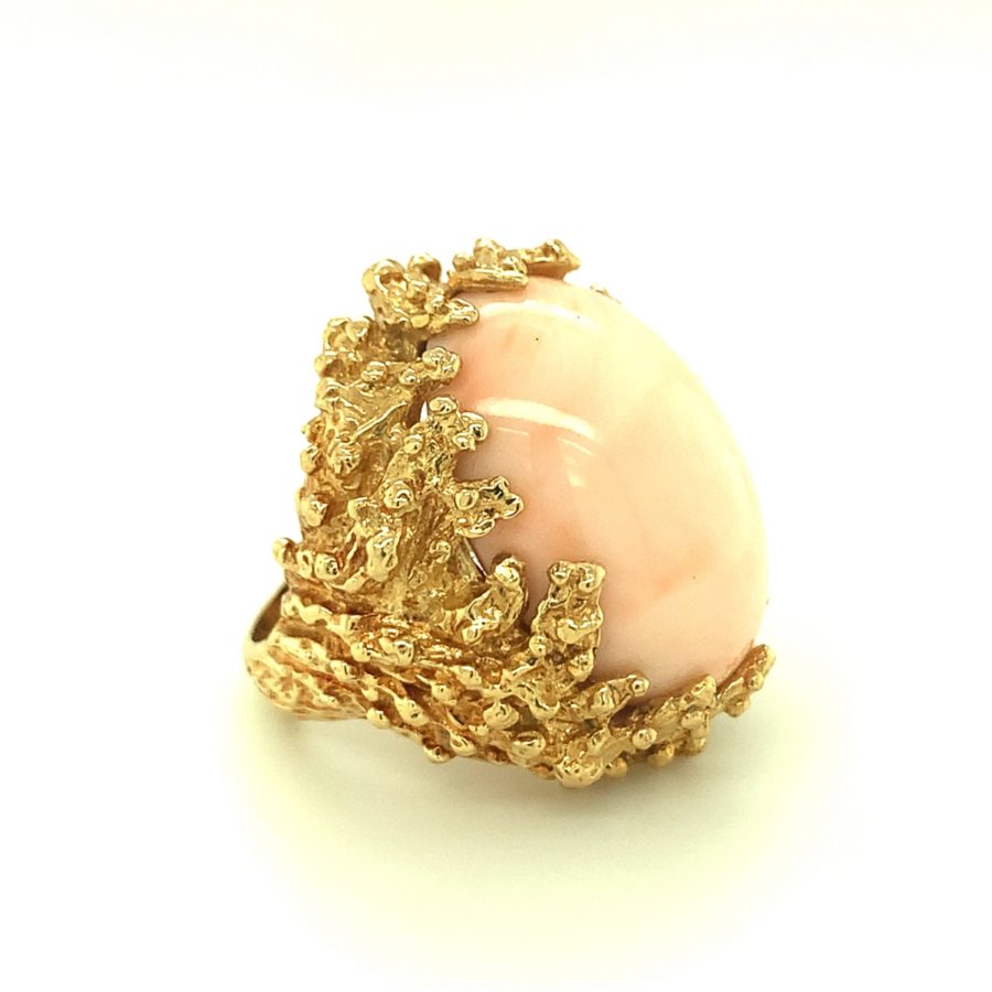 18K-YG PINK CORAL RING