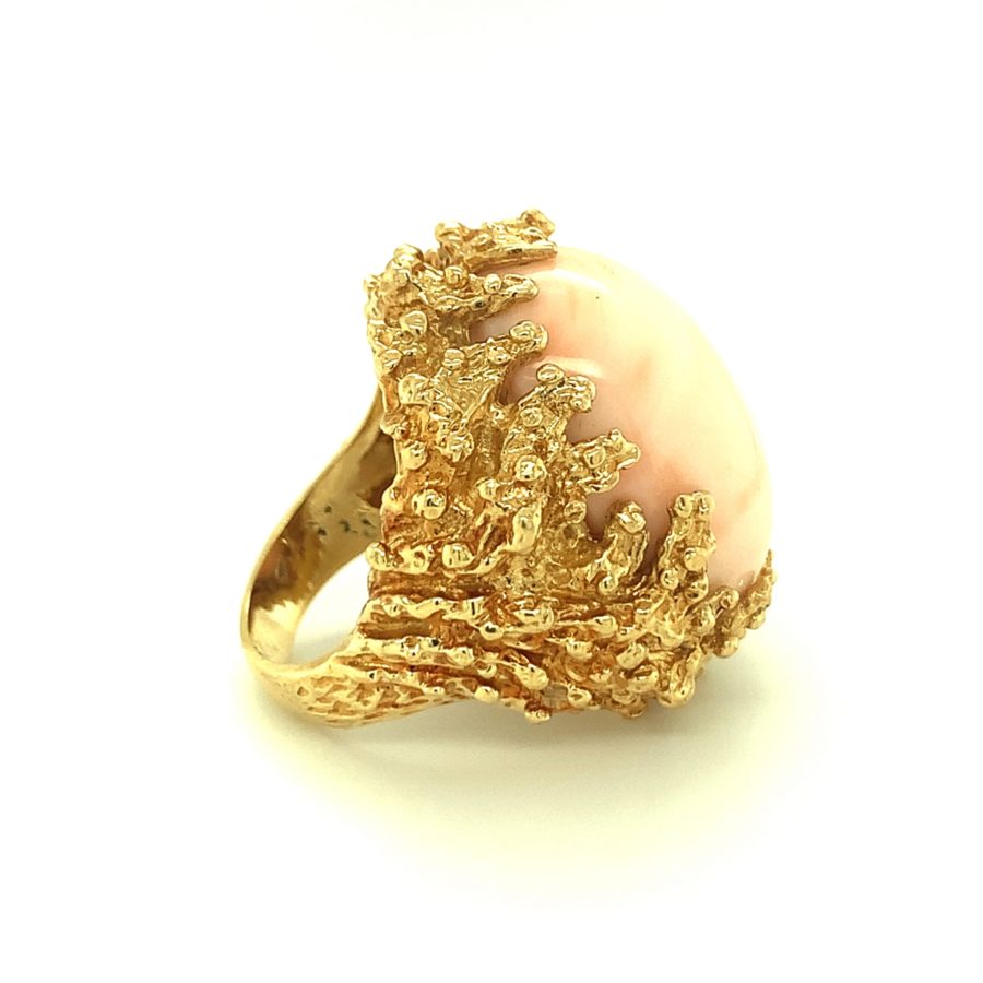 18K-YG PINK CORAL RING