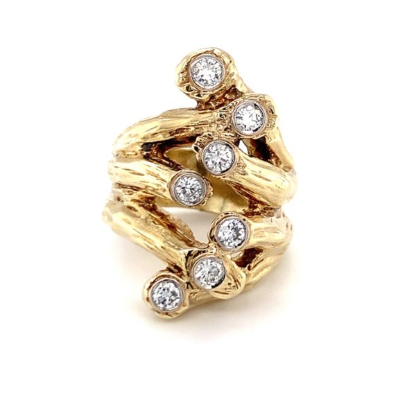 14K-YG NATURALISTIC DESIGN DIAMOND RING