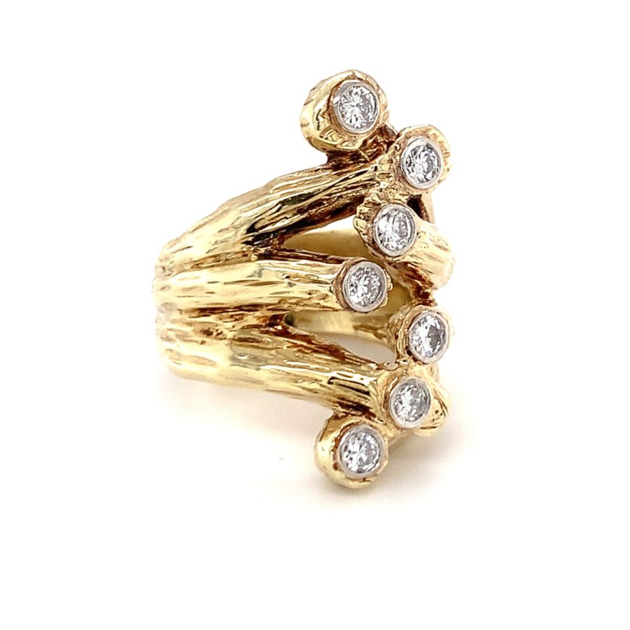 14K-YG NATURALISTIC DESIGN DIAMOND RING