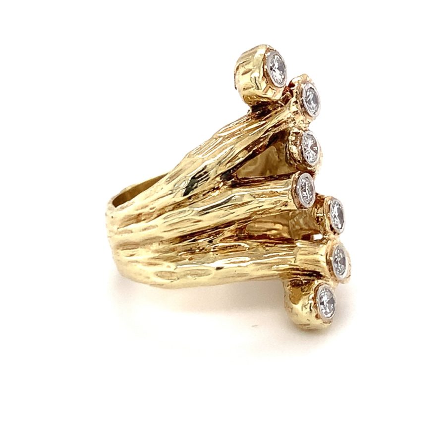 14K-YG NATURALISTIC DESIGN DIAMOND RING