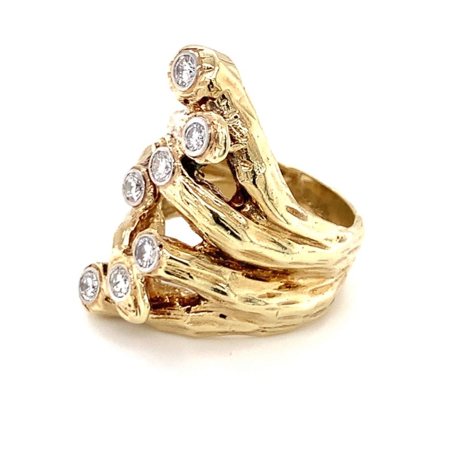 14K-YG NATURALISTIC DESIGN DIAMOND RING