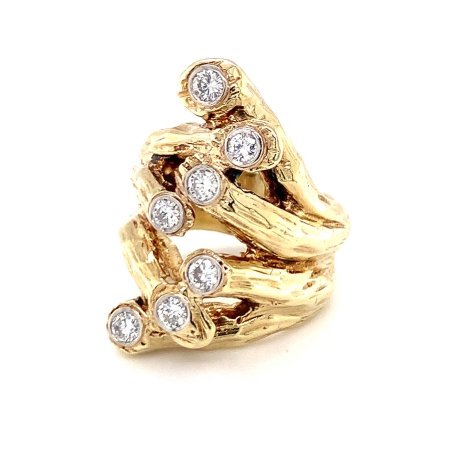 14K-YG NATURALISTIC DESIGN DIAMOND RING